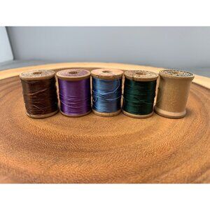Vintage J & P Coats & Richardson Silk Thread Spools 5-Pack Assorted Colors Brown